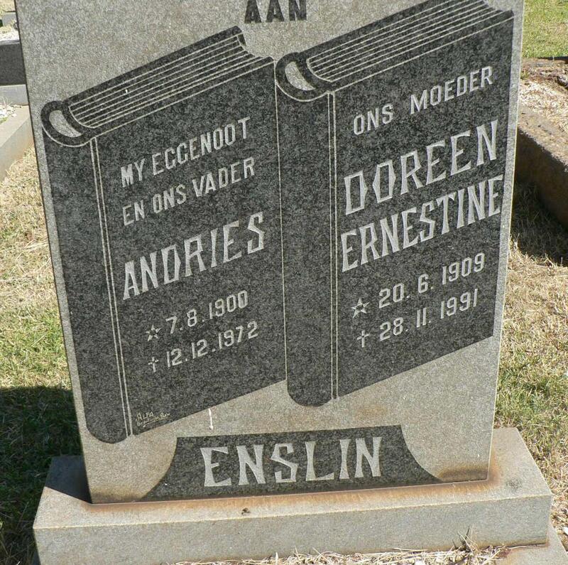 ENSLIN Andries 1900-1972 & Doreen Ernestine 1909-1991
