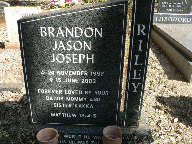 RILEY Brandon Jason Joseph 1997-2002