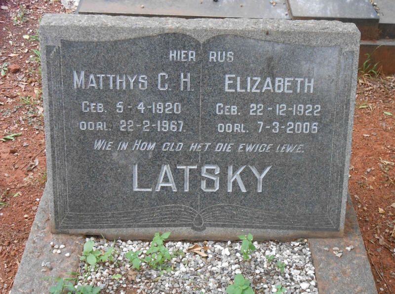 LATSKY Matthys C.H. 1920-1967 & Elizabeth 1922-2006