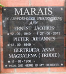 MARAIS Ernest Jacobus 1949-2013 :: MARAIS Pieter Johannes 1949- :: MARAIS Gertruida Anna Magdalena 1956-
