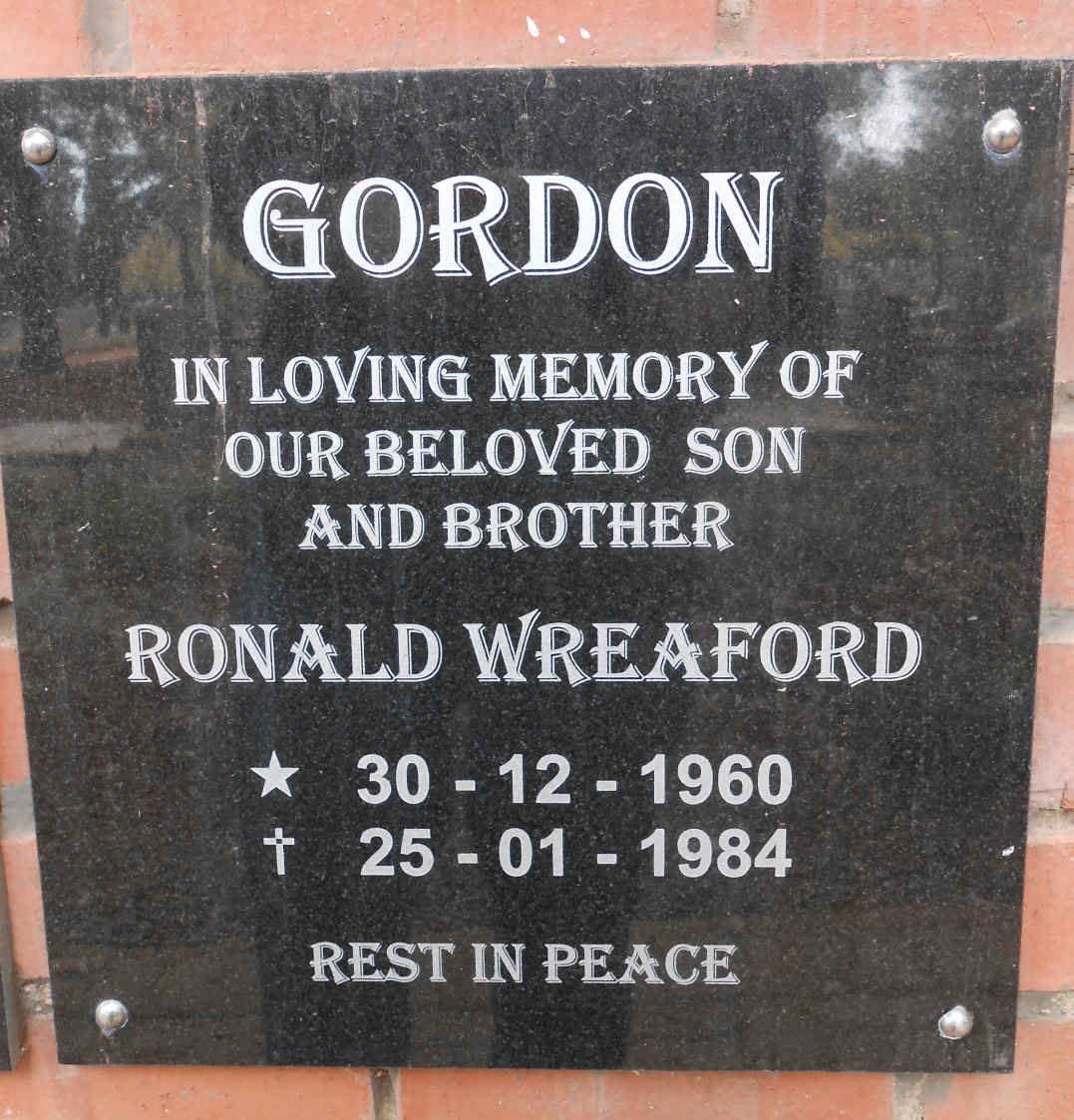 GORDON Ronald Wreaford 1960-1984