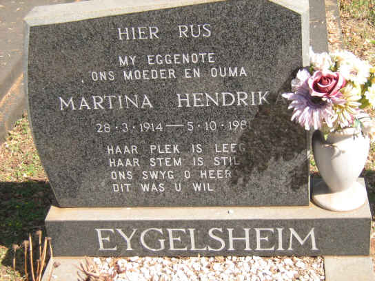 EYGELSHEIM Martina Hendrika 1914-1981