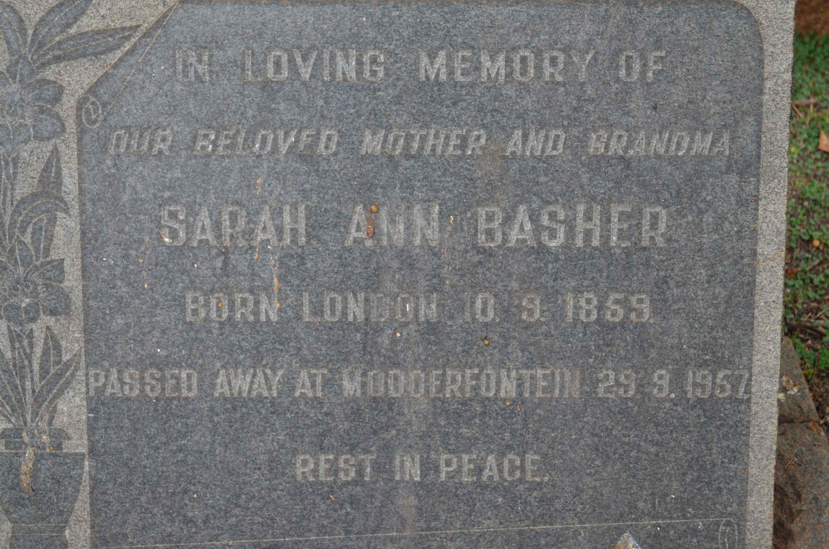 BASHER Sarah Ann 1859-1957