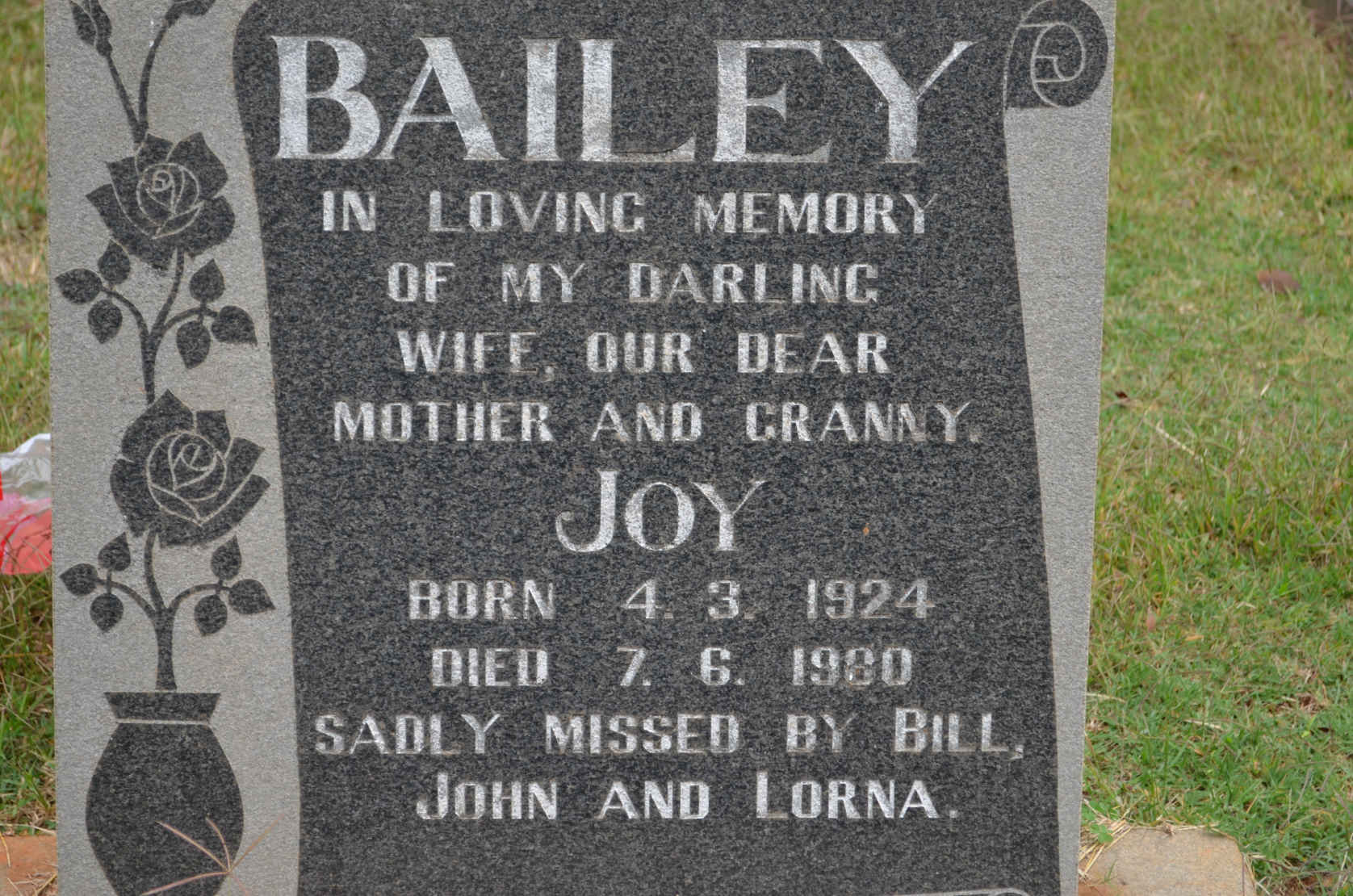 BAILEY Joy 1924-1980