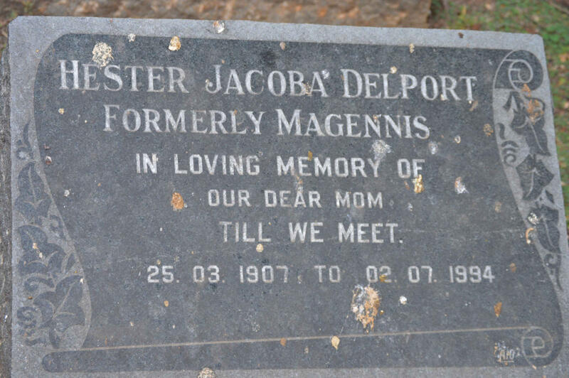 DELPORT Hester Jacoba formely MAGENNIS 1907-1994