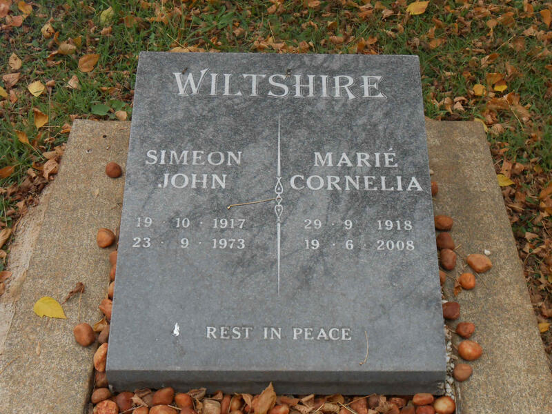 WILTSHIRE Simeon John 1917-1973 & Marie Cornelia 1918-2008