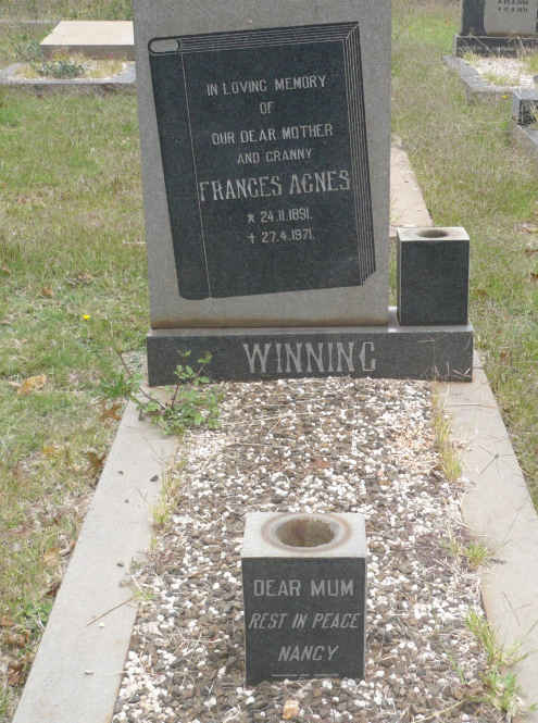 WINNING Frances Agnes 1891-1971