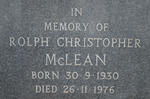 MCLEAN Rolph Christopher 1930-1976
