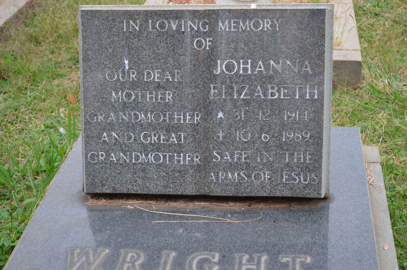 WRIGHT Johanna Elizabeth 1914-1989