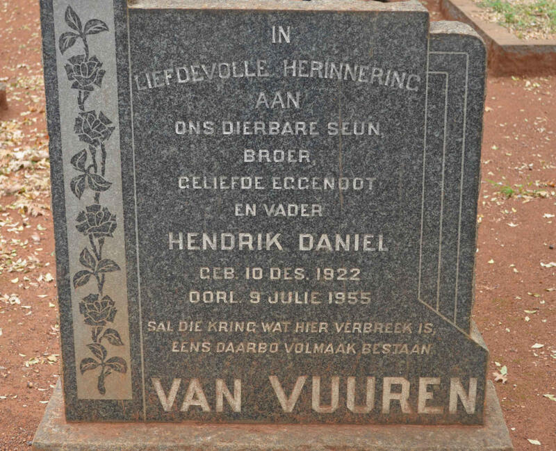 VUUREN Hendrik Daniel, van 1922-1955