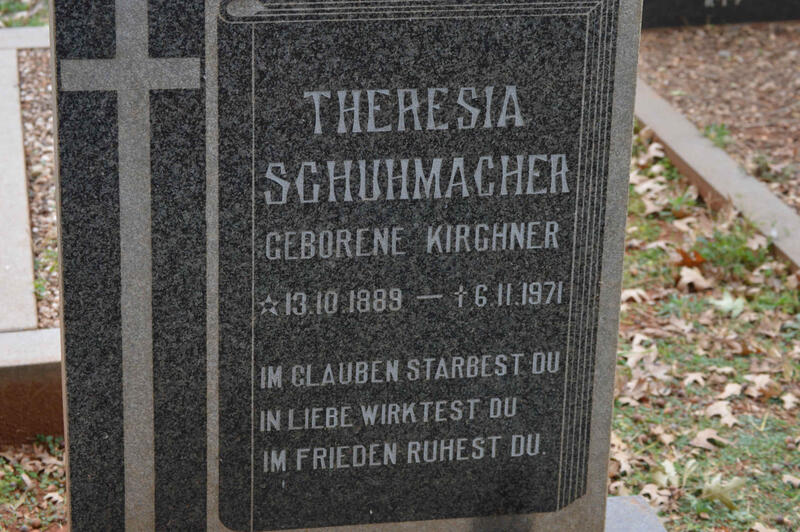 SCHUHMACHER Theresia nee KIRCHNER 1889-1971