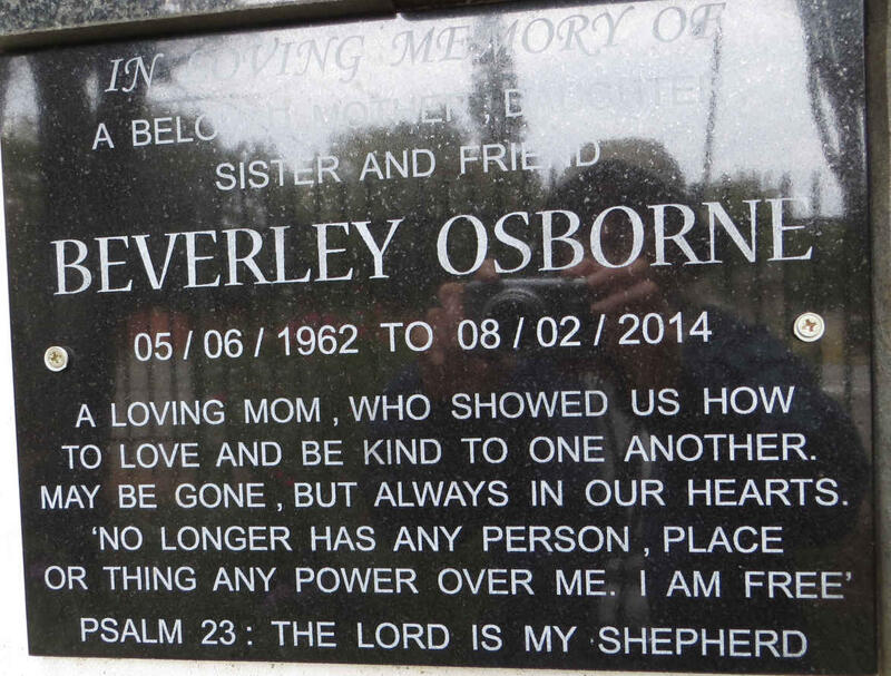 OSBORNE Beverley 1962-2014