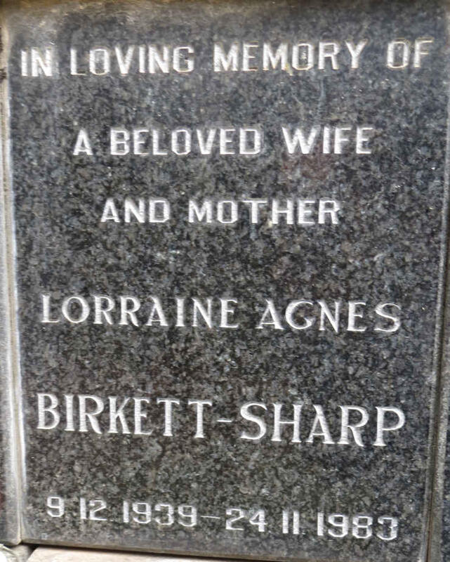 SHARP Lorraine Agnes, BIRKETT 1939-1983