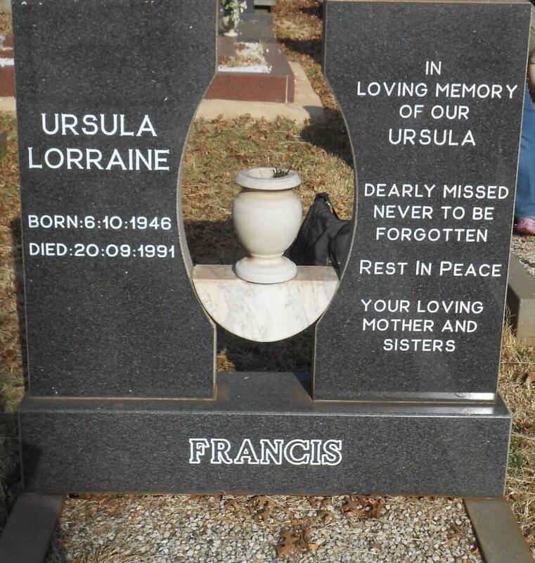 FRANCIS Ursula Lorraine 1946-1991
