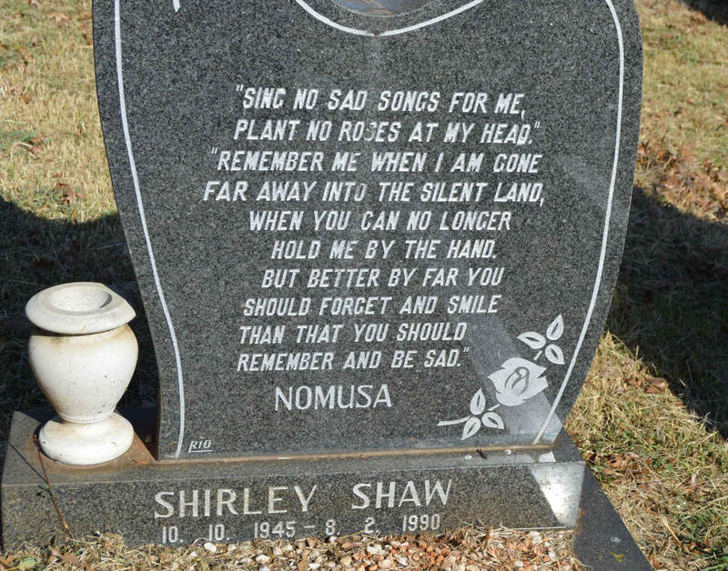 SHAW Shirley 1945-1990