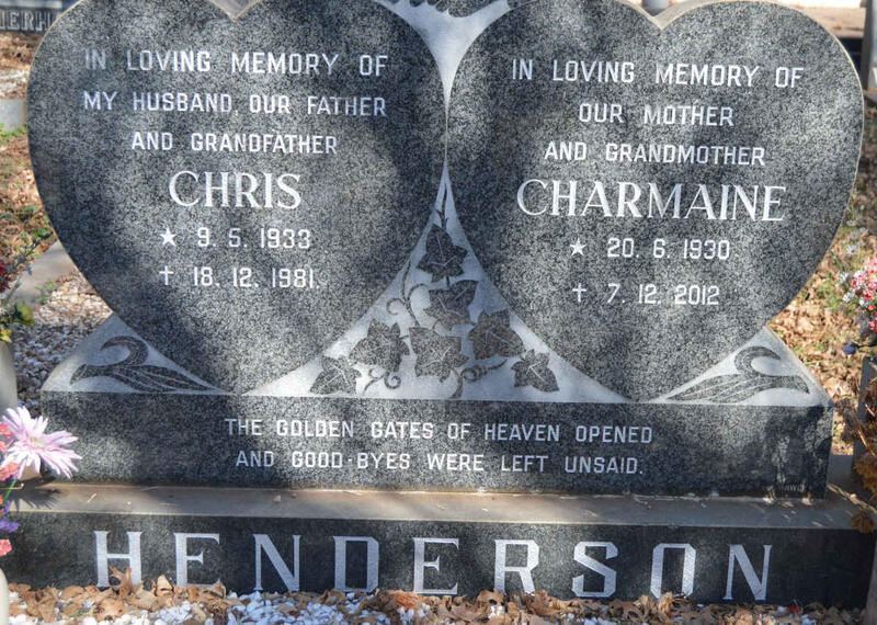 HENDERSON Chris 1933-1981 & Charmaine 1930-2012