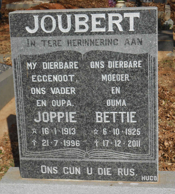 JOUBERT Joppie 1913-1996 & Bettie 1925-2011