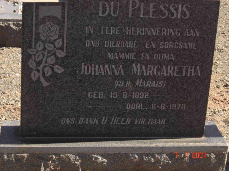 PLESSIS Johanna Margaretha, du nee MARAIS 1892-1970