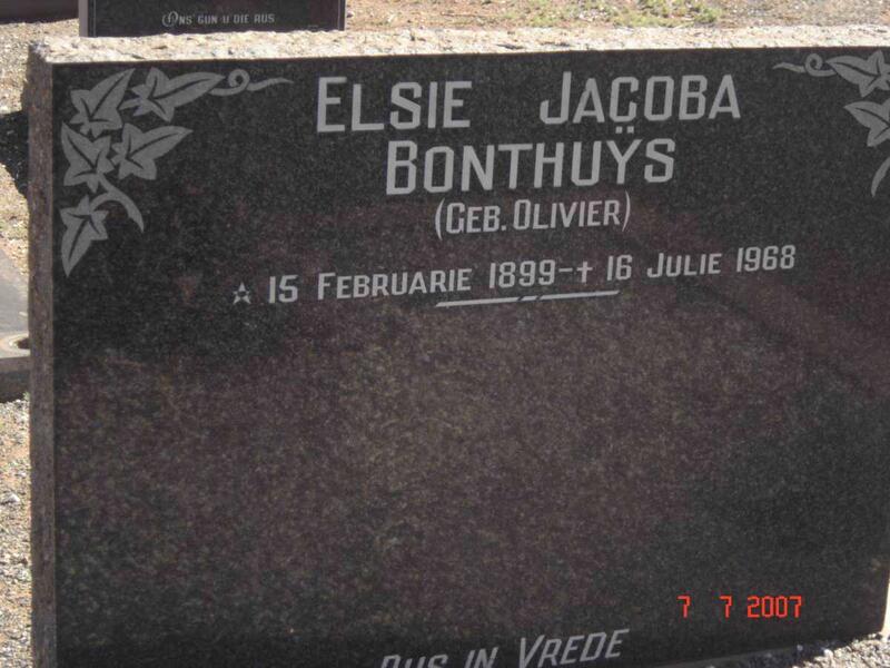 BONTHUYS Elsie Jacoba nee OLIVIER 1899-1968