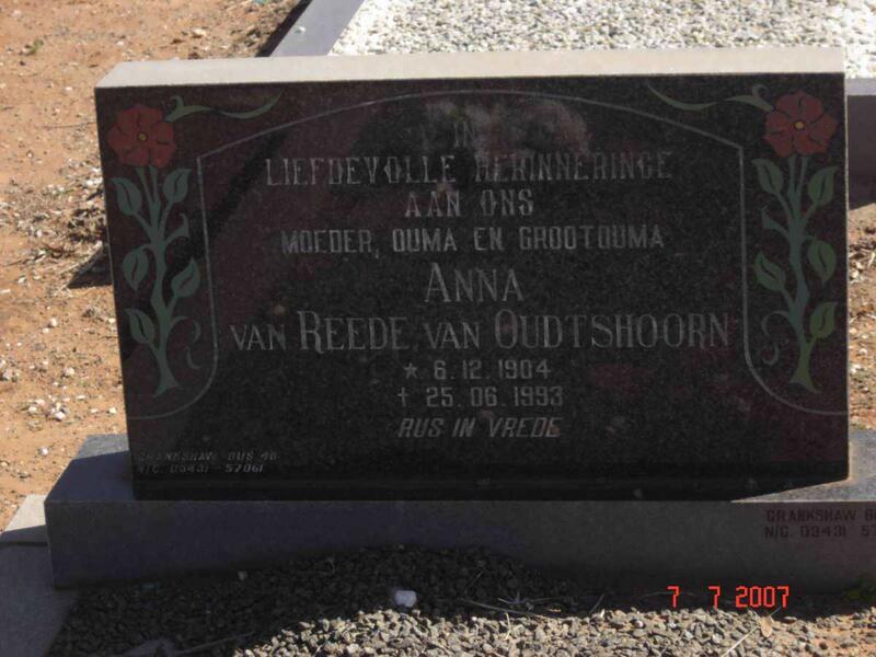 OUDSTHOORN Anna, van Reede van 1904-1993