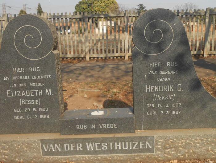 WESTHUIZEN Hendrik C., van der 1902-1987 & Elizabeth M. 1903-1969
