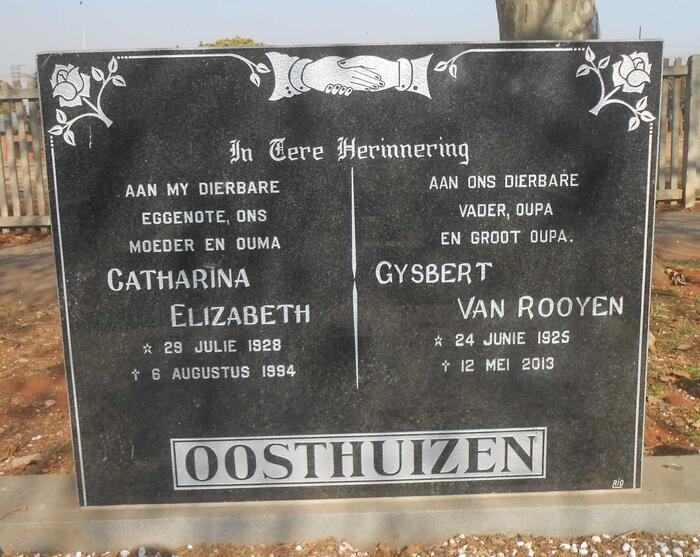 OOSTHUIZEN Gysbert Van Rooyen 1925-2013 & Catharina Elizabeth 1928-1994