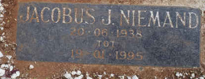 NIEMAND Jacobus J. 1938-1995