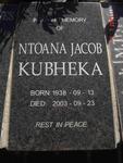 KUBHEKA Ntoana Jacob 1938-2003
