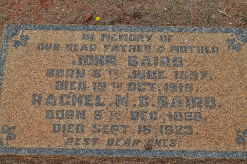 BAIRD John 1857-1918 & Rachel M.C. 1856-1923