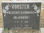 VORSTER Beatrix Hardinah nee BLANCHE 1896-1979