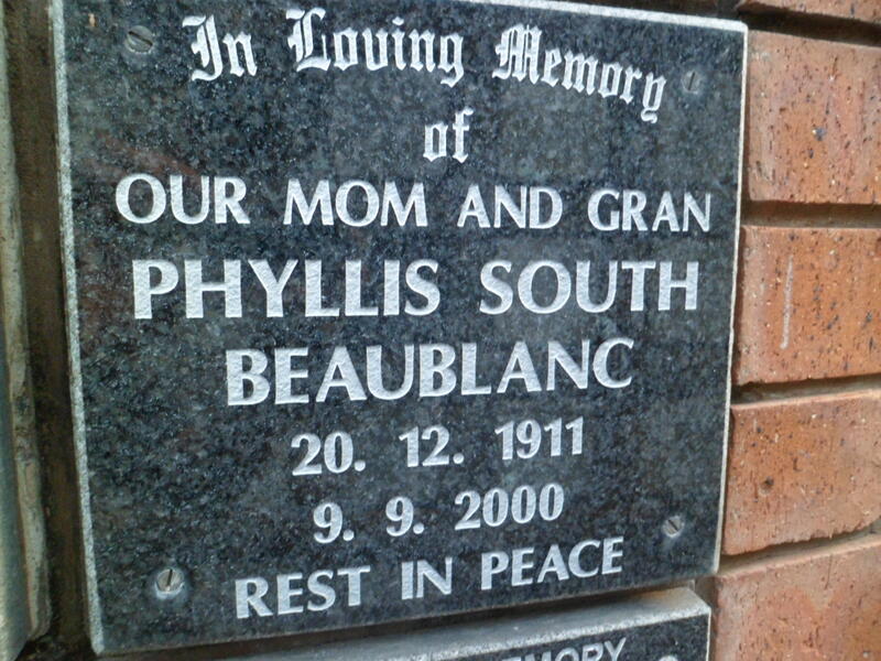 BEAUBLANC Phyllis South 1911-2000