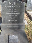 WEST Leslie Allen 1931-2013 :: WEST Stephen Leslie 1958-1997