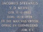 MERWE Jacobus Stefanus, v.d. 1922-1978