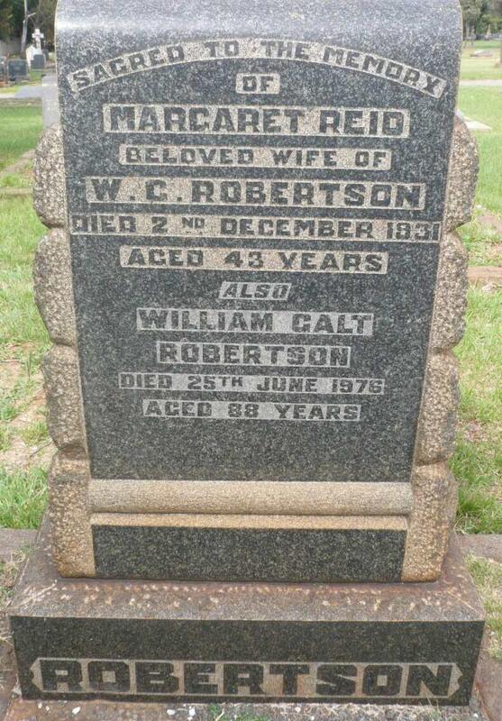 ROBERTSON William Calt -1976 & Margaret Reid -1931 