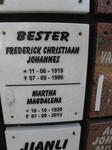 BESTER Frederick Christiaan Johannes 1919-1996 & Martha Magdelena 1929-2013