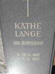LANGE Kathe nee HEMPELMANN 1890-1973