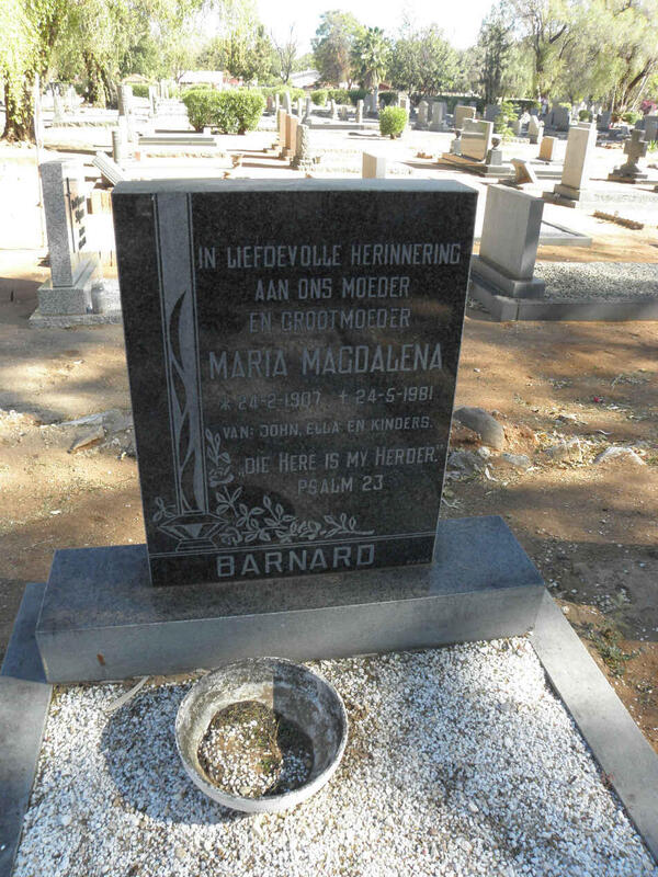 BARNARD Maria Magdalena 1907-1981