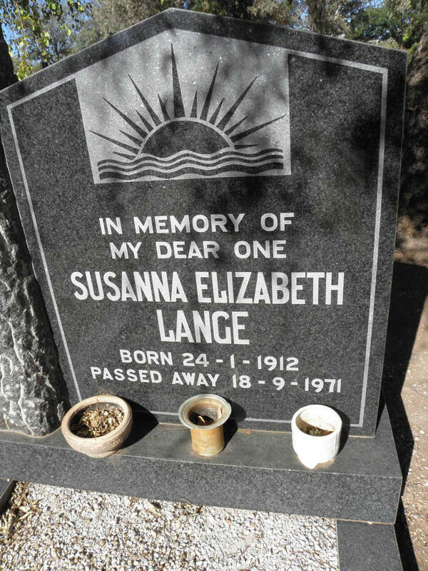 LANGE Susanna Elizabeth 1912-1971