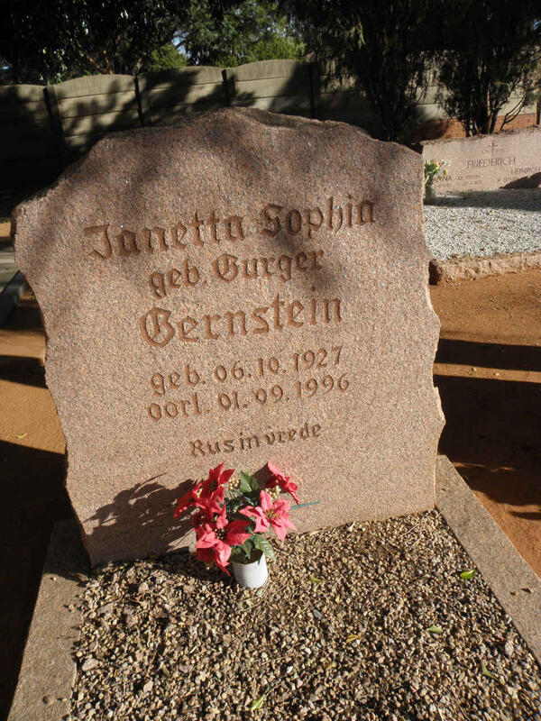 BERNSTEIN Janetta Sophia nee BURGER 1927-1996