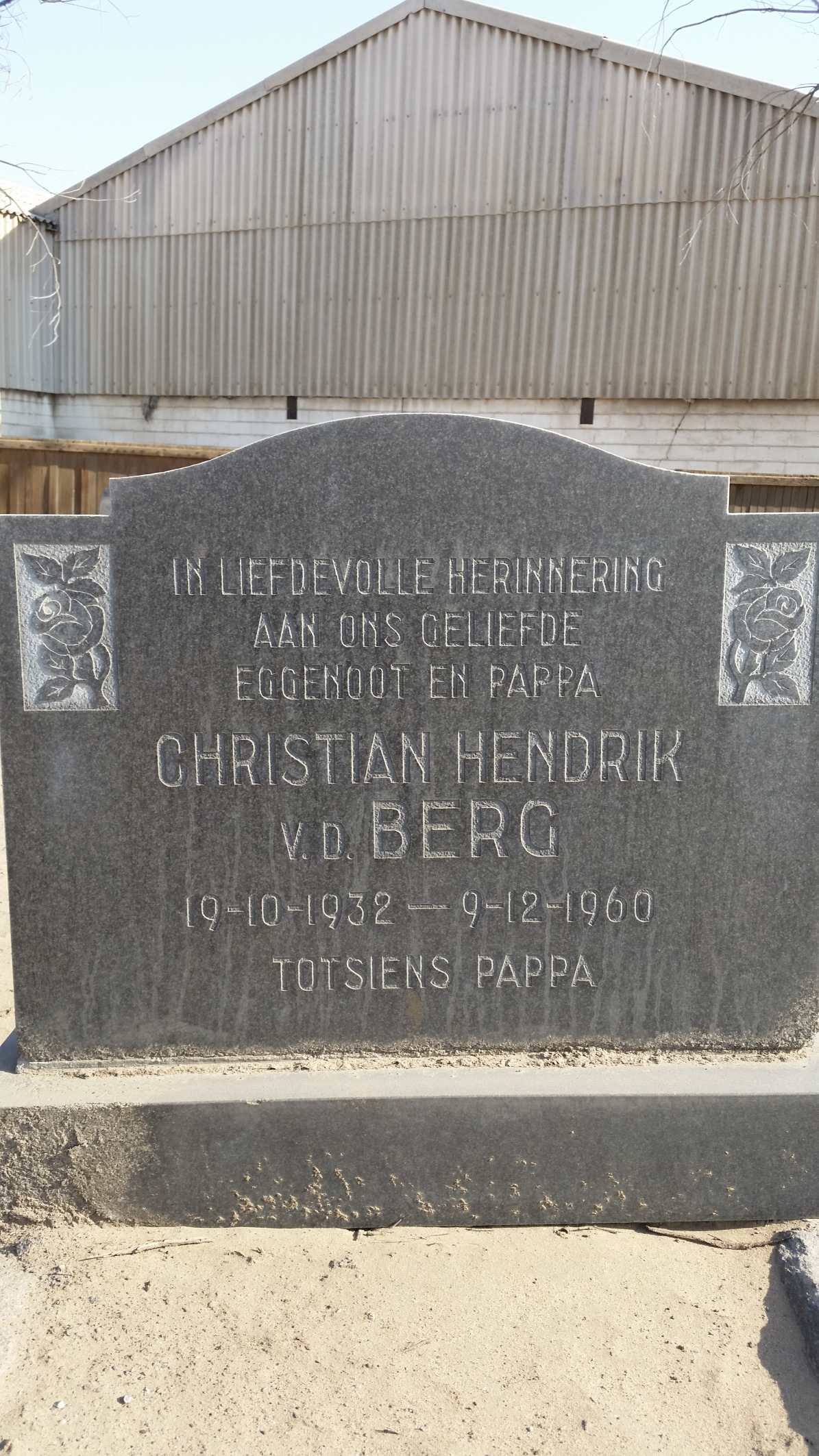 BERG Christian Hendrik, v.d. 1932-1960