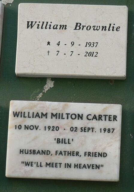 BROWNLIE William 1937-2012 :: CARTER William Milton 1920-1987
