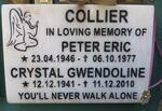 COLLIER Peter Eric 1946-1977 & Crystal Gwendoline 1941-2010