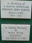 MALLAMS Norman John Samuel 1909-1990 :: NICHOLS Mary Hilda 1901-1991