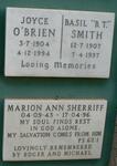 SMITH Basil 1907-1997 & Joyce O'BRIEN 1904-1994 :: SHERRIFF Marion Ann 1943-1996