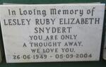 SNYDERT Lesley Ruby Elizabeth 1949-2004