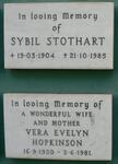 STOTHART Sybil 1904-1985 :: HOPKINSON Vera Evelyn 1920-1981
