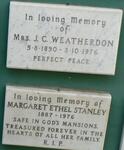WEATHERDON J.C. 1890-1976 :: STANLEY Margaret Ethel 1887-1976