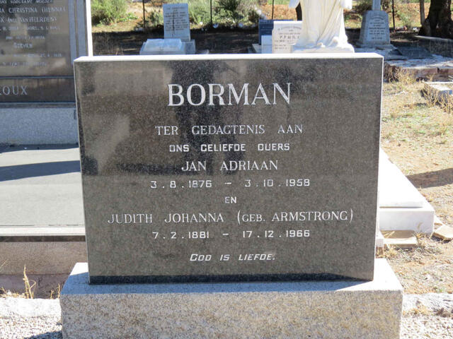 BORMAN Jan Adriaan 1876-1958 & Judith Johanna ARMSTRONG 1881-1966