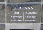 JORDAAN Gert 1912-2000 & Charlotte 1912-1989