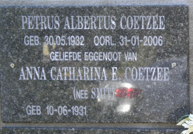 COETZEE Petrus Albertus 1932-2006 & Anna Catharina E. SMIT 1931-